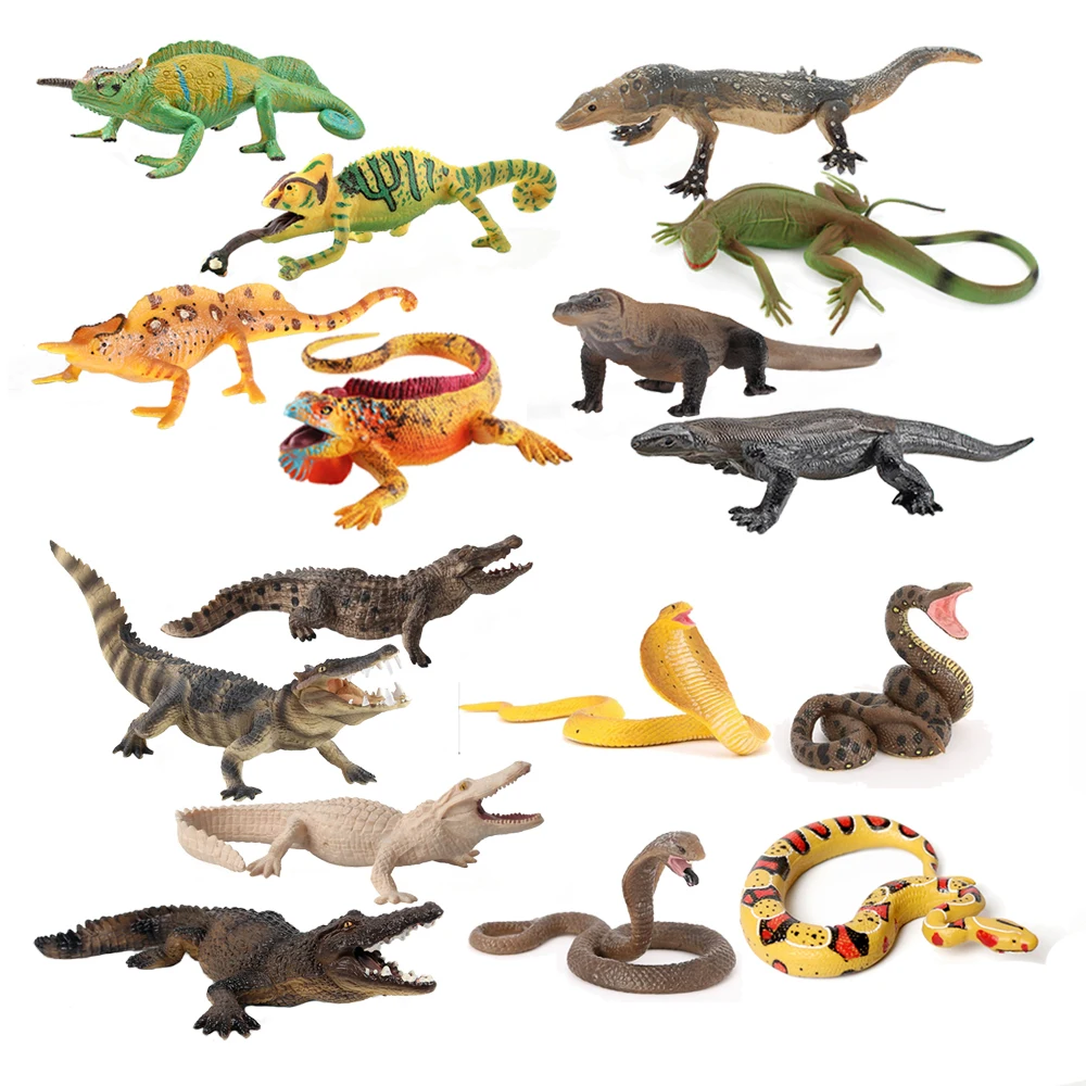 Kids Toys Under 1 Year - نموذج بلاستيكي لحيوان الحرباء، تمثال الإغوانا